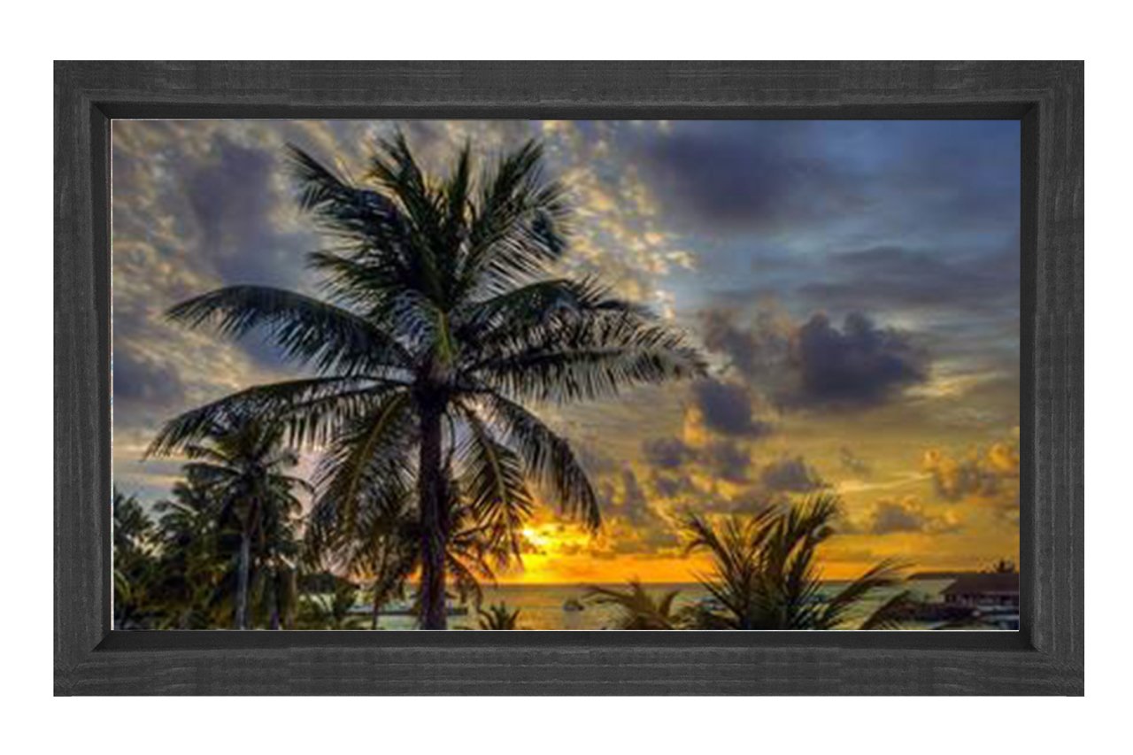 Tropikal Manzara Tablosu Siyah Ahşap Çerçeve - 40x60