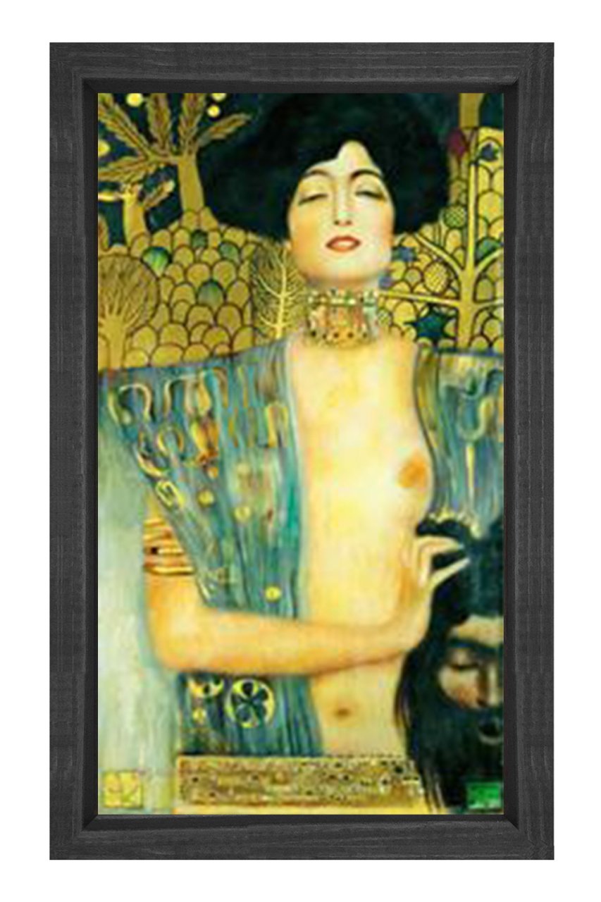 Judith ve Holofernes Başkanı Tablosu Siyah Ahşap Çerçeve - 100x200