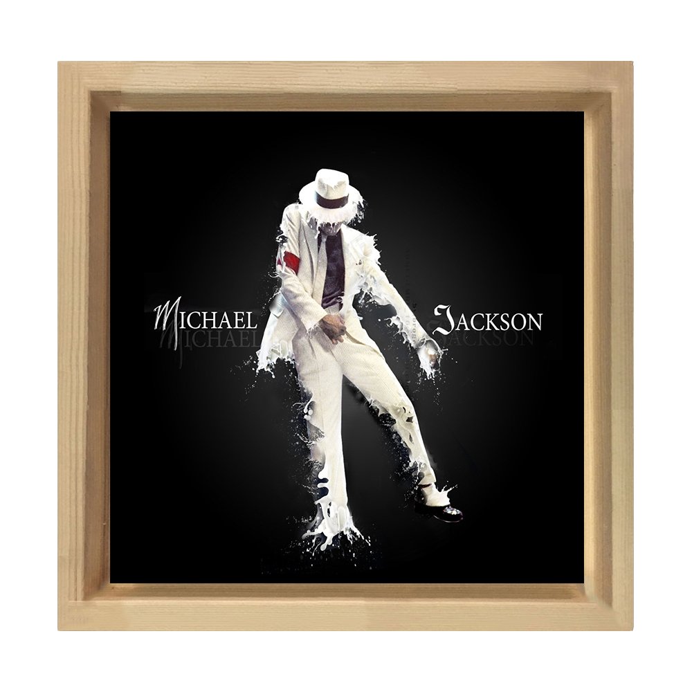 Michael Jackson Tablosu Naturel Ahşap Çerçeve - 90x90