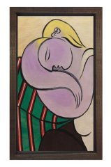 Sarı Saçlı Kadın Tablosu Kahverengi Ahşap - 70x100