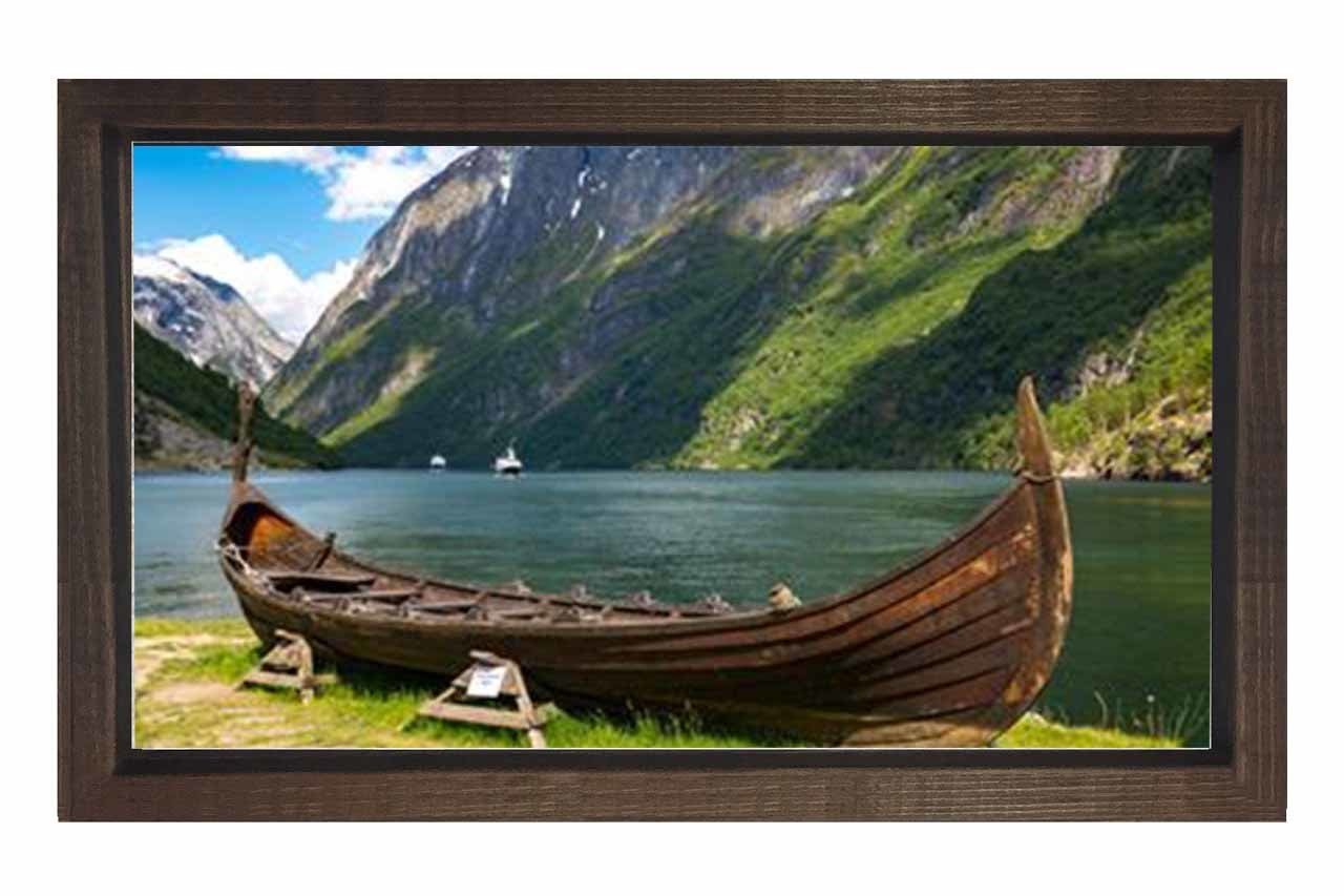 Kano Ve Manzara Tablosu Kahverengi Ahşap Çerçeve - 100x150