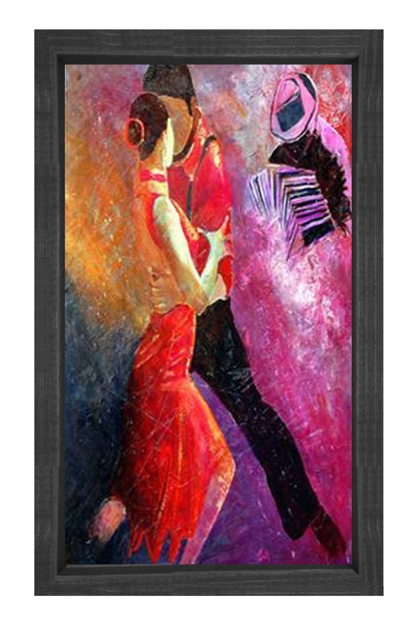 Tango Dansı Tablosu Siyah Ahşap Çerçeve - 50x90