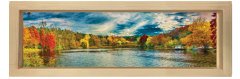 Ağaçlı Göl Tablosu Naturel Ahşap Çerçeve - 120x40