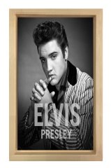 Elvis Presley Siyah Beyaz Tablosu Naturel Ahşap Çerçeve - 50x90