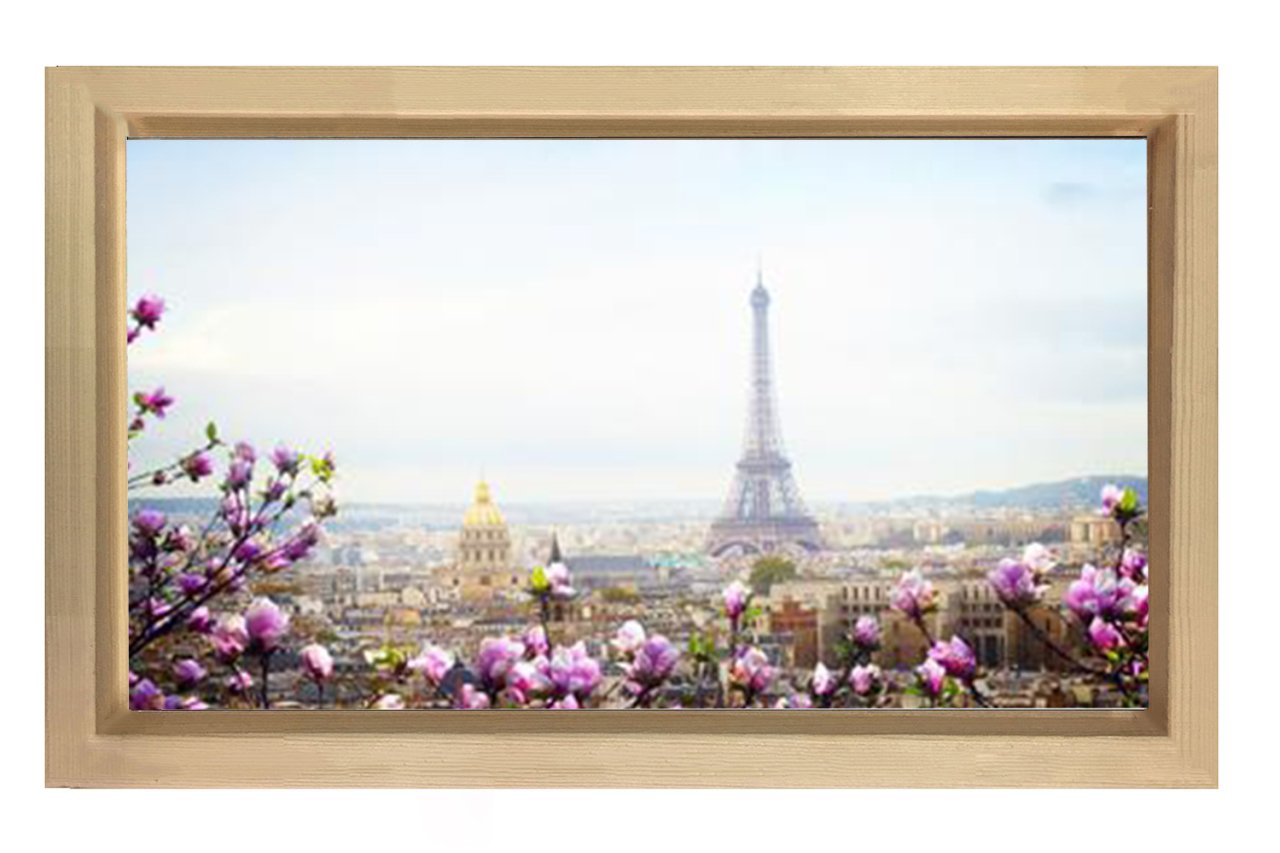 Eiffel  Kulesi Paris Tablosu Naturel Ahşap Çerçeve - 50x70