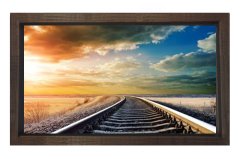 Derinlikli Tren Rayları Manzarası Tablosu Kahverengi Ahşap Çerçeve - 40x60
