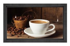 Kahve ve  Ham Kahve  Tablosu Siyah Ahşap Çerçeve - 70x100