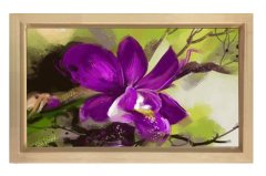 Mor Menekşe Çiçekleri Tablosu Naturel Ahşap - 100x200