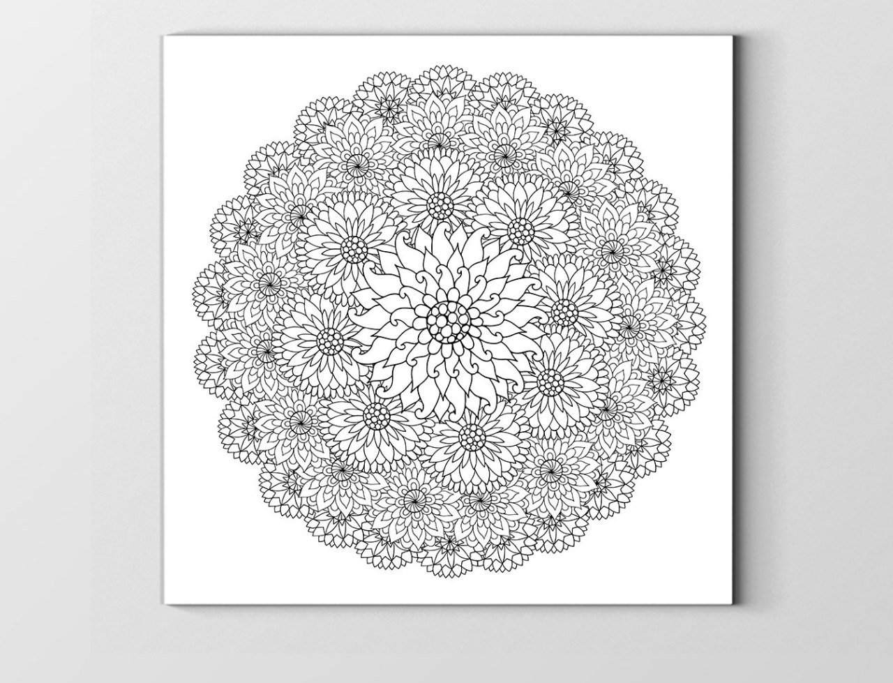 Çiçekli Desen Boyama Tablo Tablosu Çerçevesiz - 50x50