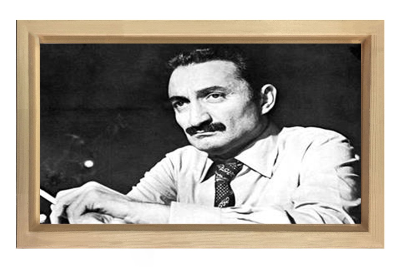Sayın:Bülent Ecevit Tablosu Naturel Ahşap Çerçeve - 100x150