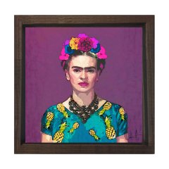 Frida Kahlo Kahverengi Ahşap Çerçeve - 90x90