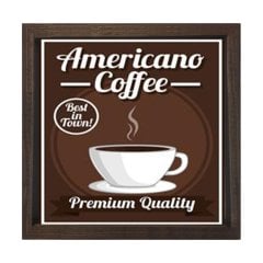 Americano Cafe Reklam Afiş Tablosu Kahverengi Ahşap Çerçeve - 90x90