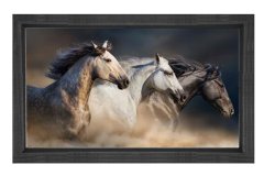Vahşi Atlar Tablosu Siyah Ahşap Çerçeve - 40x60