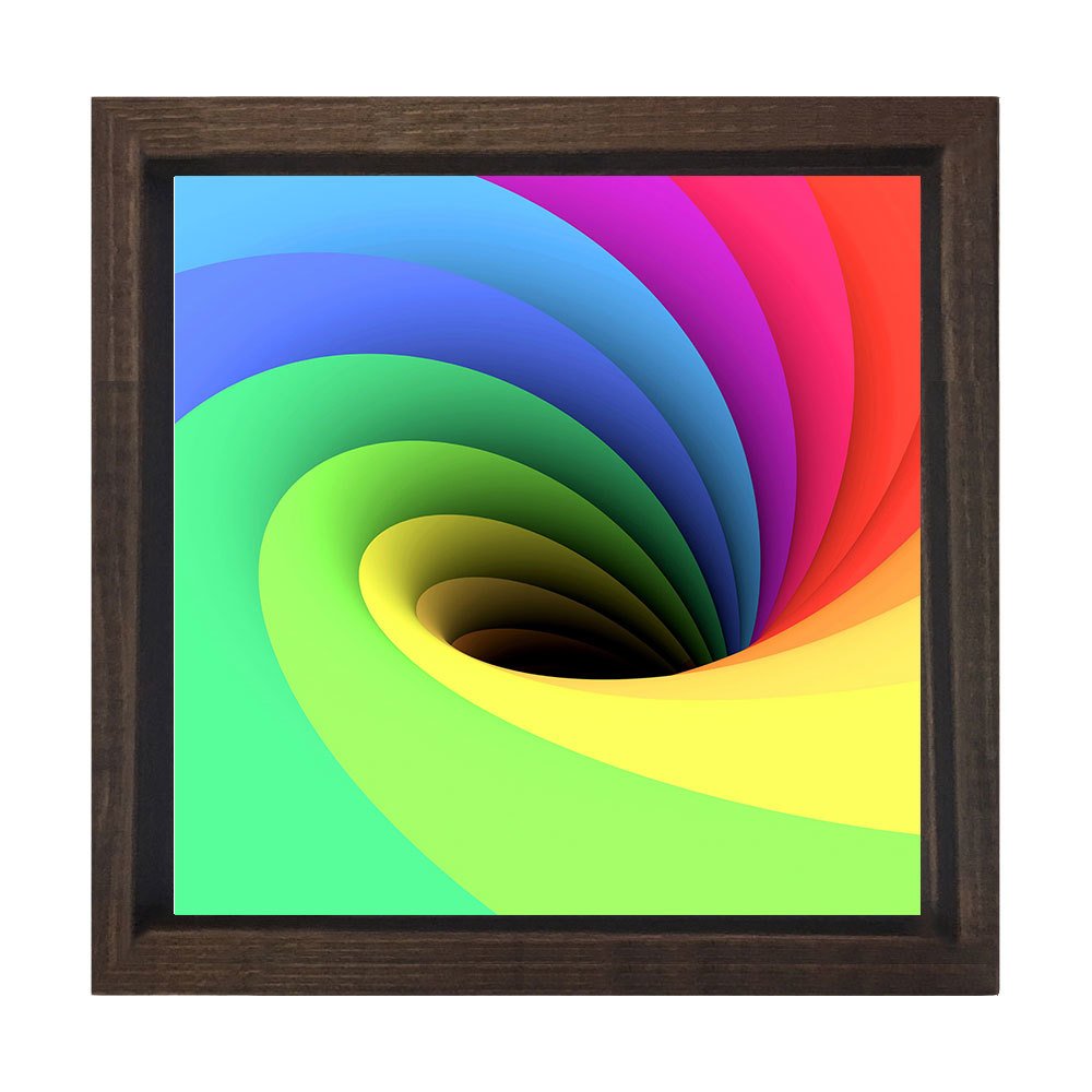 Renkli Gökkuşağı Tablosu Kahverengi Ahşap Çerçeve - 80x80