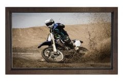Motorsiklet Yarışı Tablosu Kahverengi Ahşap - 50x90