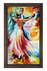 Vals Dans Reprödiksiyon Tablosu Kahverengi Ahşap Çerçeve - 40x60