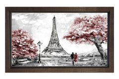 Eiffel  Kulesi Paris Tablosu Kahverengi Ahşap Çerçeve - 100x150
