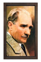 Atatürk Tablosu Kahverengi Ahşap - 45x30