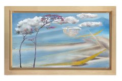 Gökyüzü Yolu Tablosu Naturel Ahşap Çerçeve - 40x60