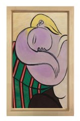Sarı Saçlı Kadın Tablosu Naturel Ahşap - 45x30