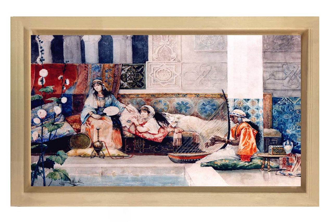 Harem Kadınları Tablosu Naturel Ahşap - 50x90