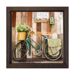 Bisiklet  Tablosu Kahverengi Ahşap Çerçeve - 100x100