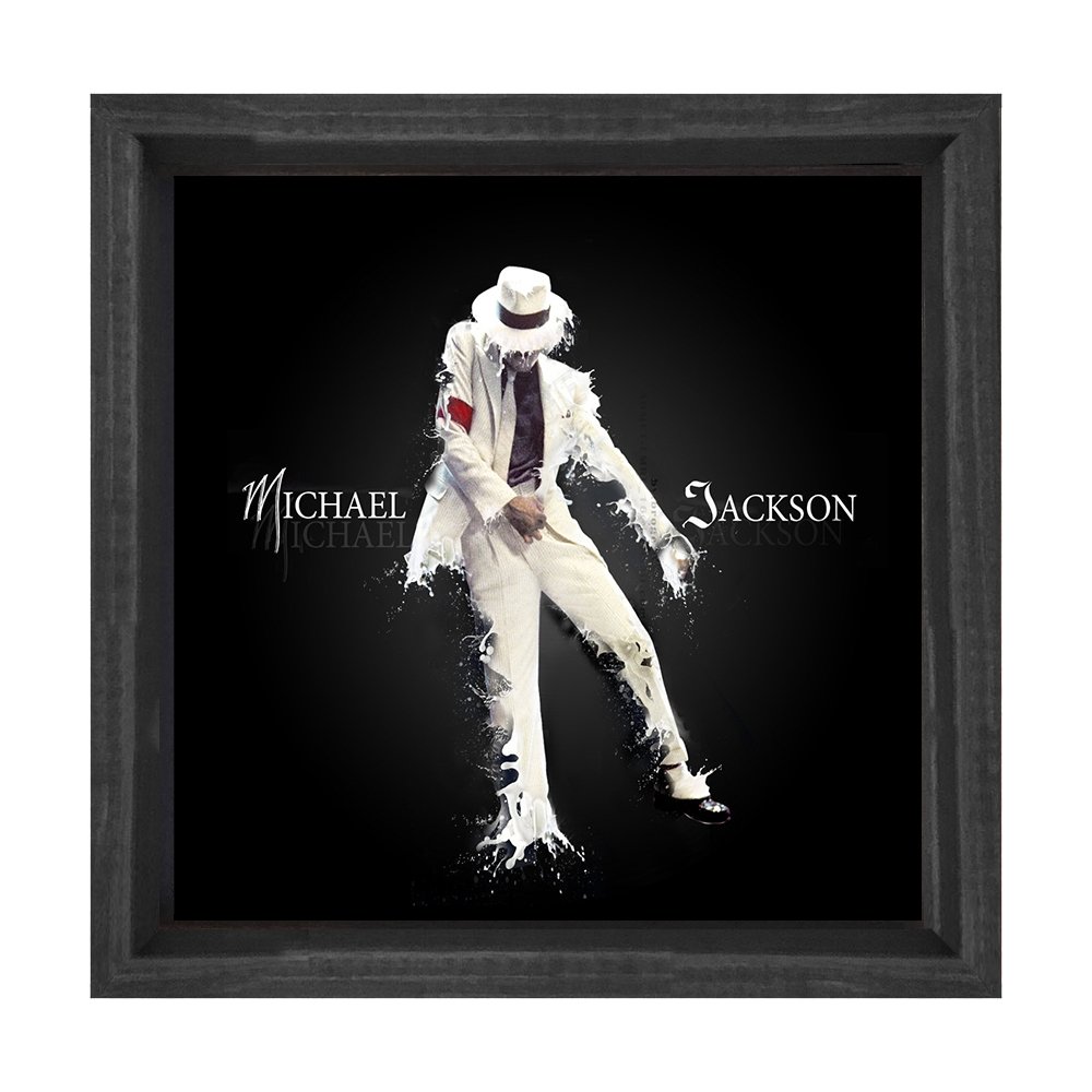 Michael Jackson Tablosu Siyah Ahşap Çerçeve - 80x80