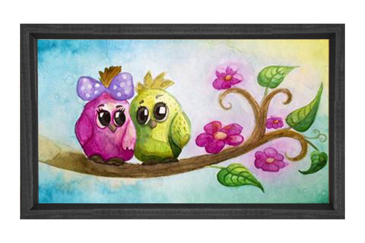 Minik Kuşcuklar Tablosu Siyah Ahşap Çerçeve - 70x100
