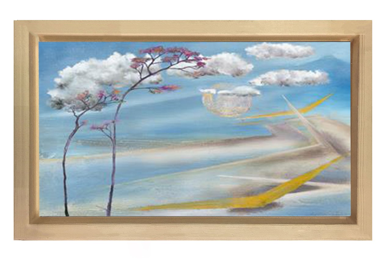Gökyüzü Yolu Tablosu Naturel Ahşap Çerçeve - 50x70
