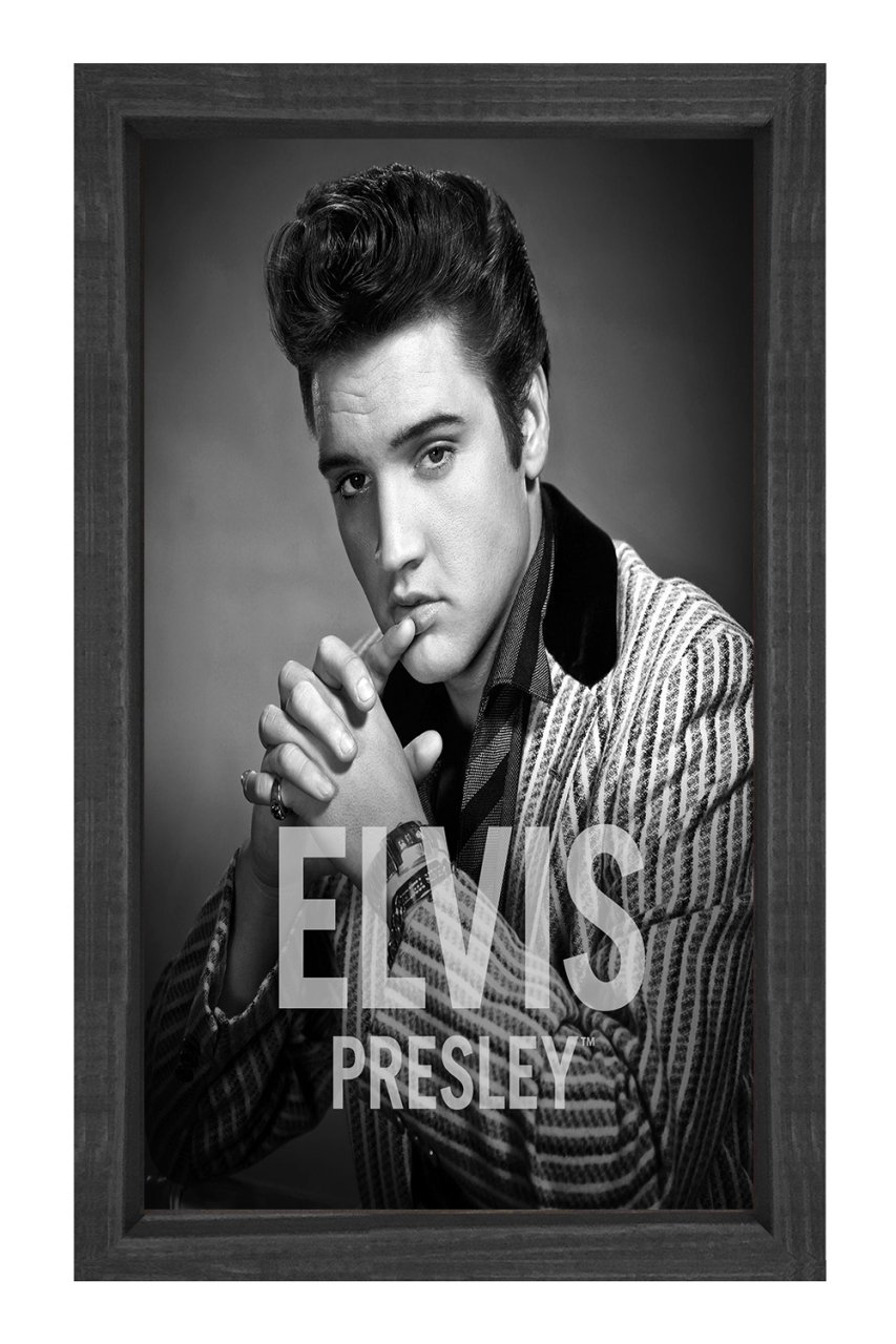Elvis Presley Siyah Beyaz Tablosu Siyah Ahşap Çerçeve - 50x90