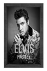 Elvis Presley Siyah Beyaz Tablosu Siyah Ahşap Çerçeve - 50x90