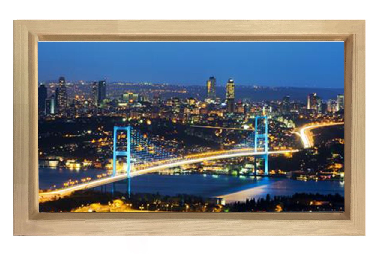 İstanbul Boğazı Tablosu Naturel Ahşap Çerçeve - 50x70