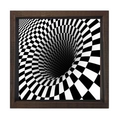 Siyah Beyaz  Hortum Soyut Tablosu Kahverengi Ahşap Çerçeve - 100x100