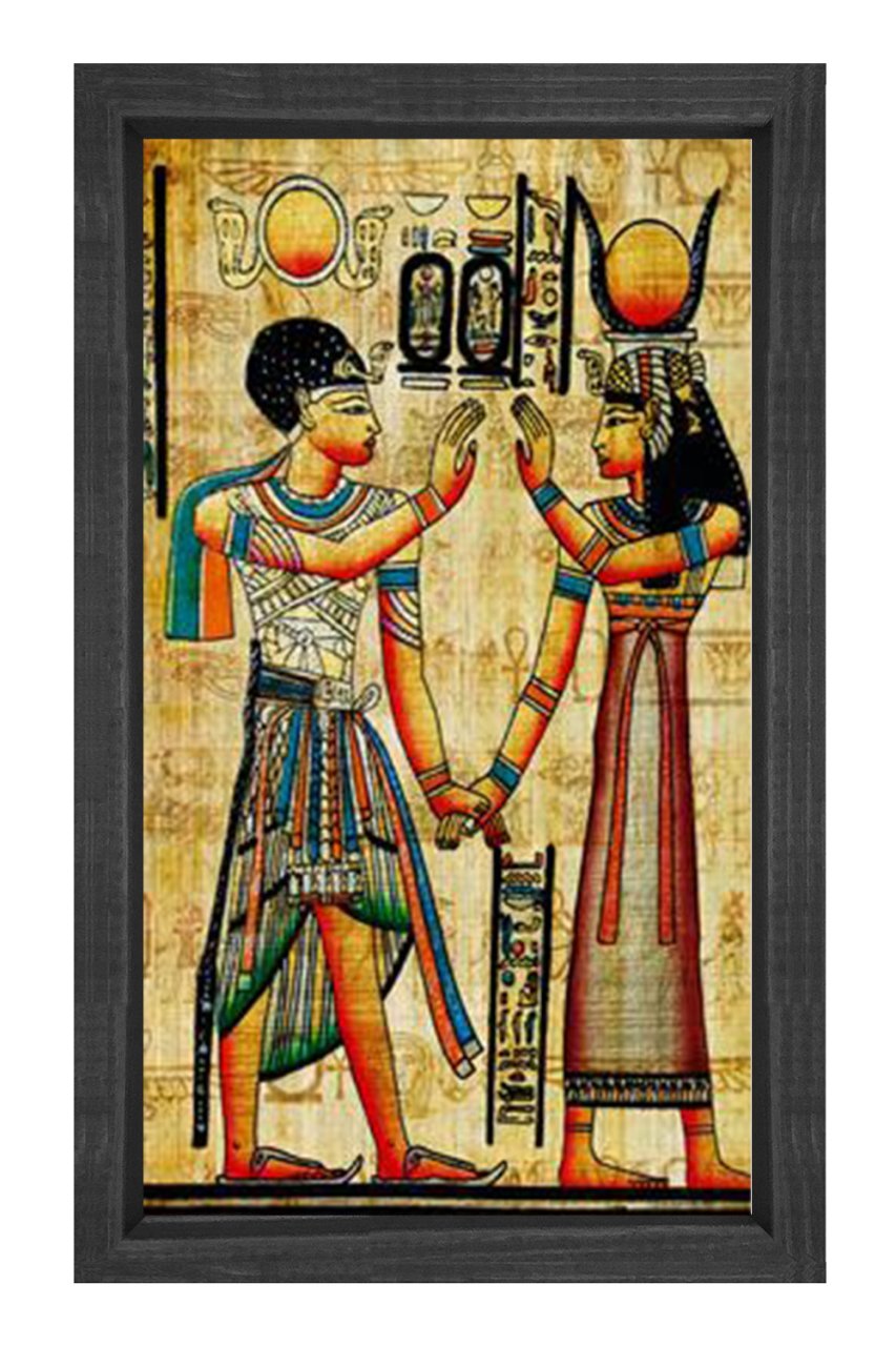 Mısır Duvar Yazısı Tablosu Siyah Ahşap Çerçeve - 50x70
