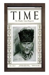 Atatürk Times Kapağı Tablosu Kahverengi Ahşap - 40x60