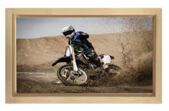 Motorsiklet Yarışı Tablosu Naturel Ahşap - 45x30