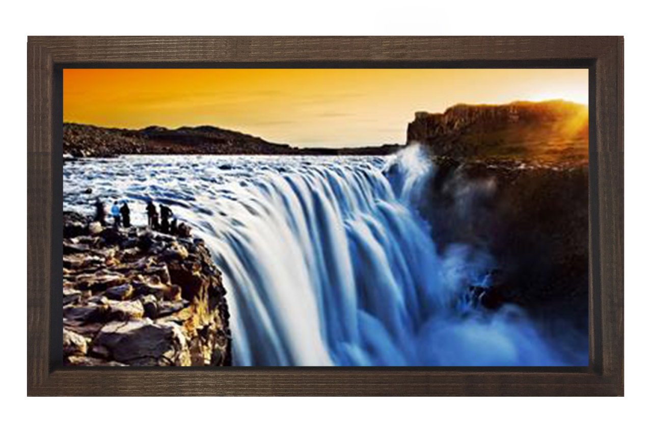 Turistlik Şelale Tablosu Kahverengi Ahşap - 100x200
