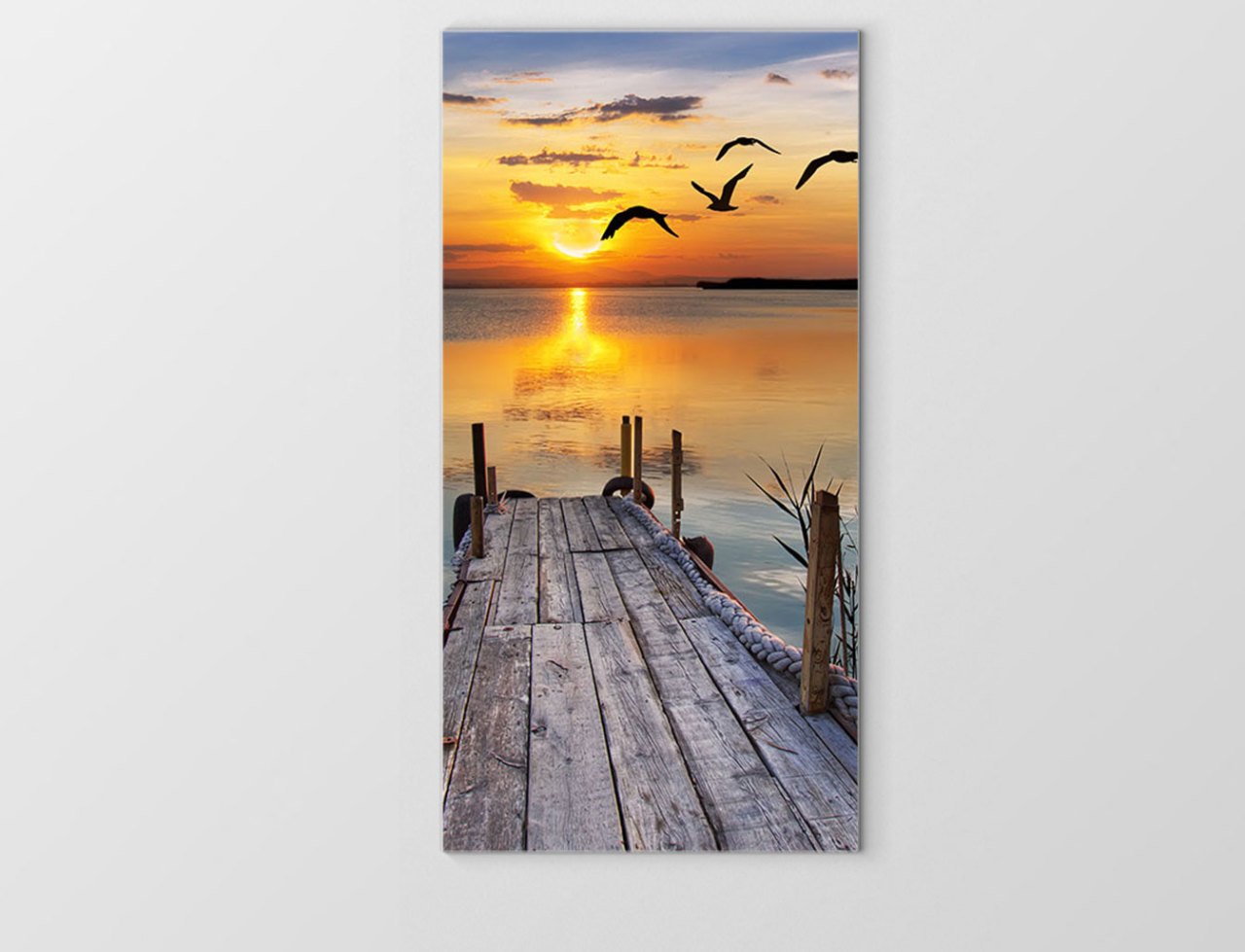 Derinlikli İskele Gün Doğumu Tablosu Çerçevesiz - 40x60