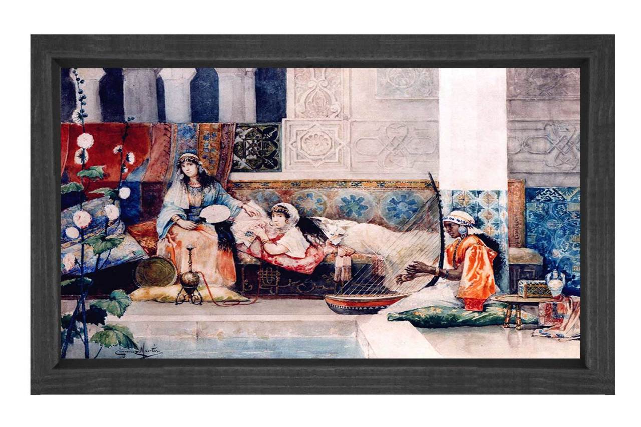 Harem Kadınları Tablosu Siyah Ahşap - 45x30
