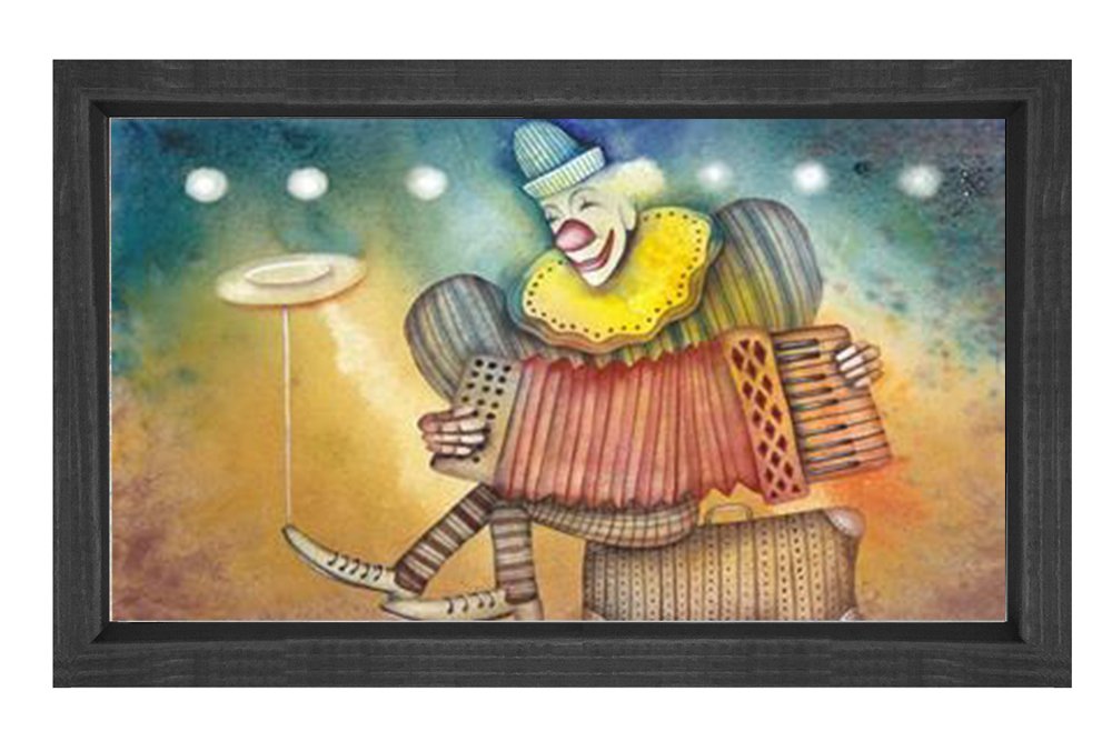 Akerdeon Palyaço Tablosu Siyah Ahşap Çerçeve - 100x200