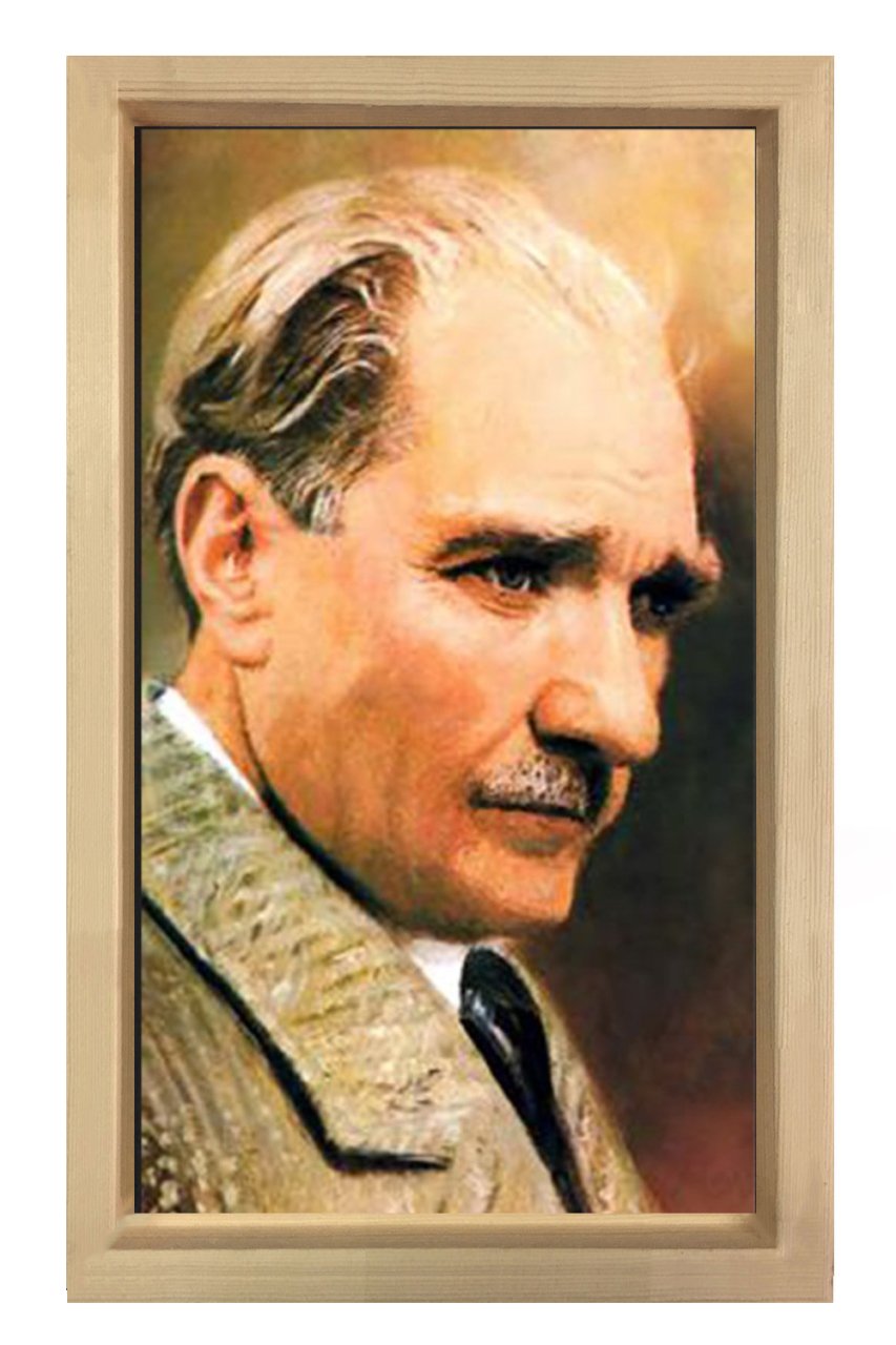 Atatürk Tablosu Naturel Ahşap - 45x30