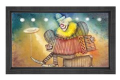 Akerdeon Palyaço Tablosu Siyah Ahşap Çerçeve - 40x60
