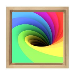 Renkli Gökkuşağı Tablosu Naturel Ahşap Çerçeve - 90x90