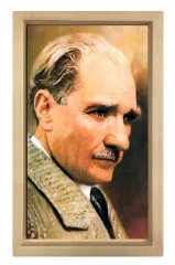 Atatürk Tablosu Naturel Ahşap - 50x70