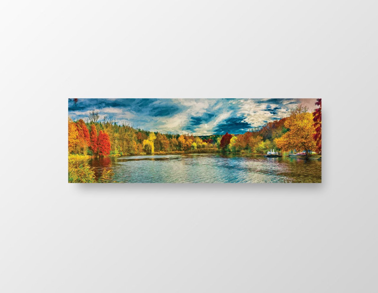 Ağaçlı Göl Tablosu Çerçevesiz - 180x60