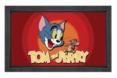 Tom ve Jerry Tablosu Siyah Ahşap Çerçeve - 50x90