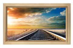 Derinlikli Tren Rayları Manzarası Tablosu Naturel Ahşap Çerçeve - 70x100