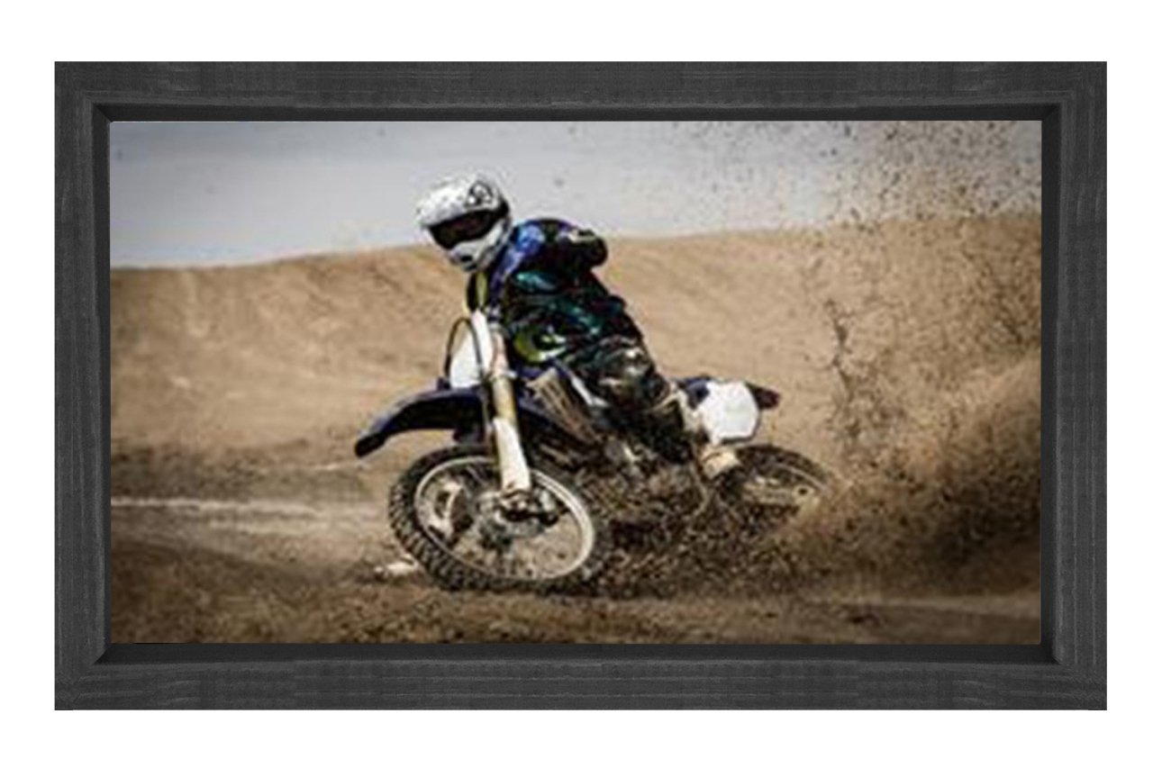 Motorsiklet Yarışı Tablosu Siyah Ahşap - 100x200