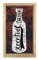 Cocktail Şisesi  Tablosu Naturel Ahşap Çerçeve - 50x70