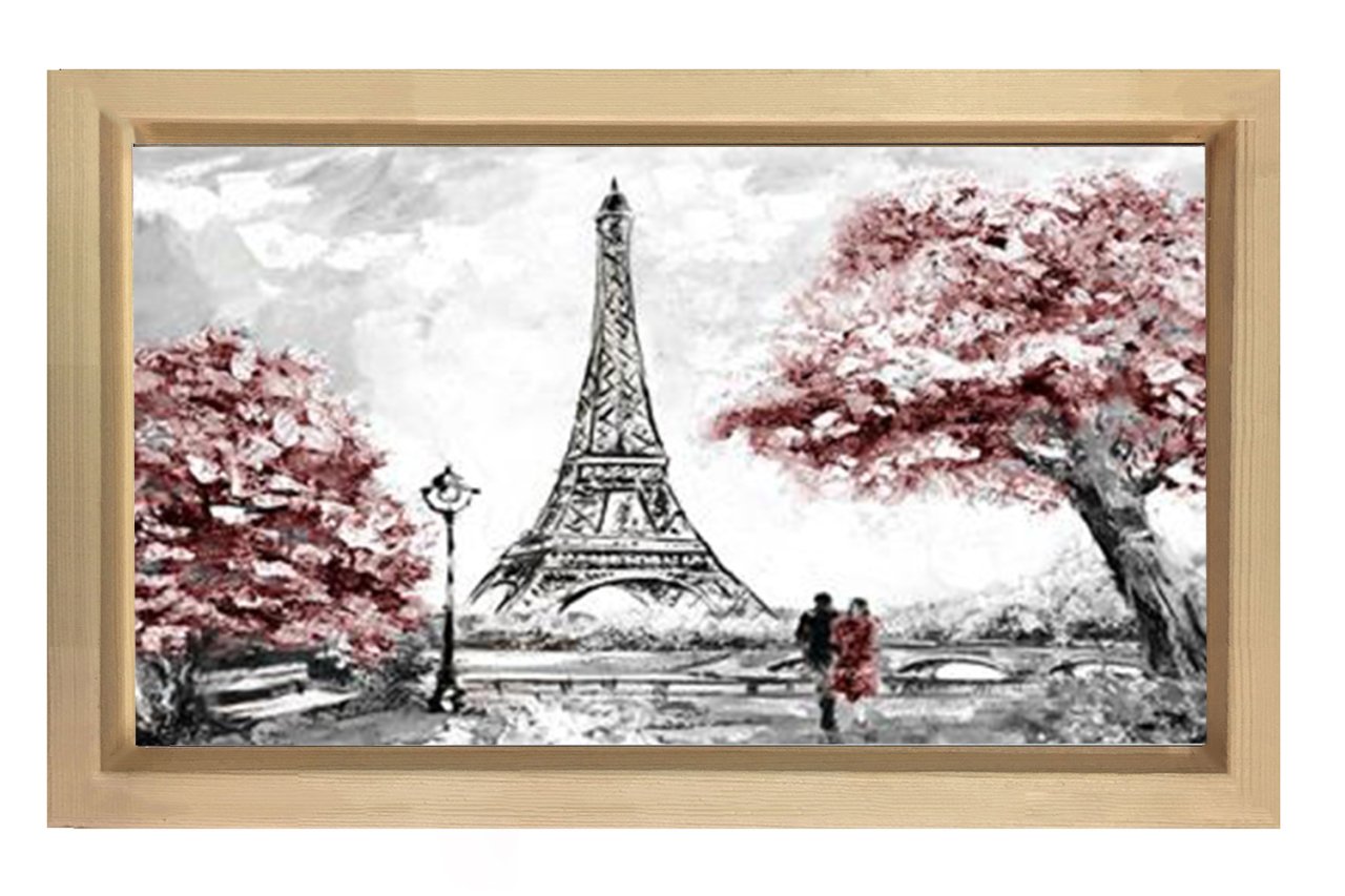 Eiffel  Kulesi Paris Tablosu Naturel Ahşap Çerçeve - 45x30